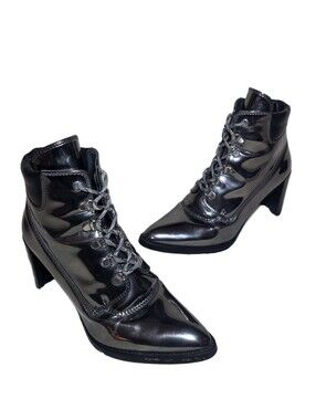 Stuart Weitzman x Gigi Hadid "Gigi Boot" Iron Specchio Metallic Size 8